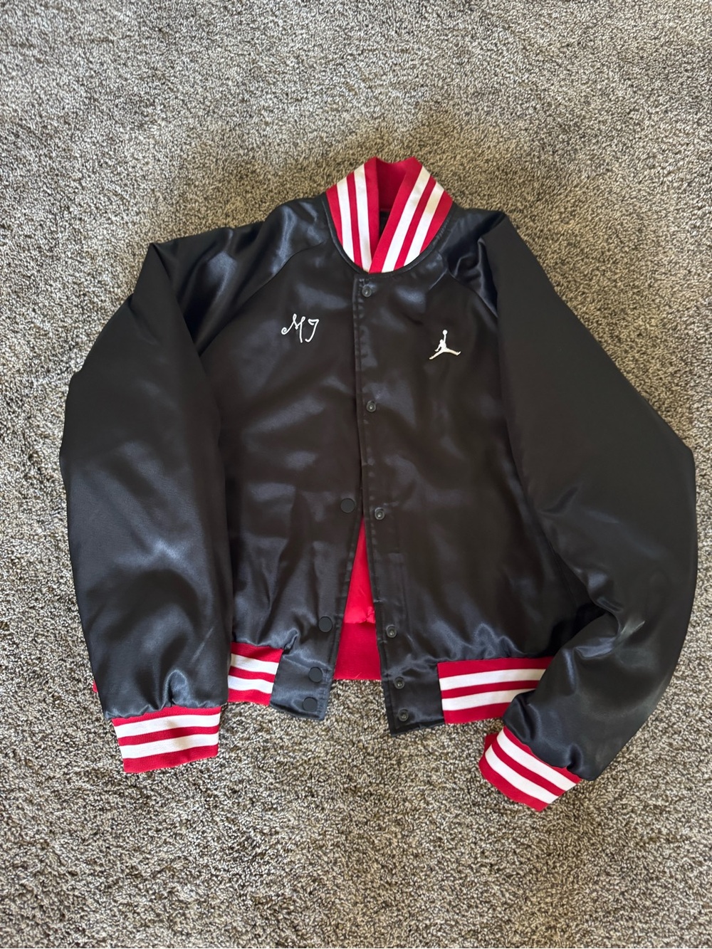 Air Jordan Satin Bomber Jacket - Black & Red